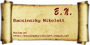Bacsinszky Nikolett névjegykártya